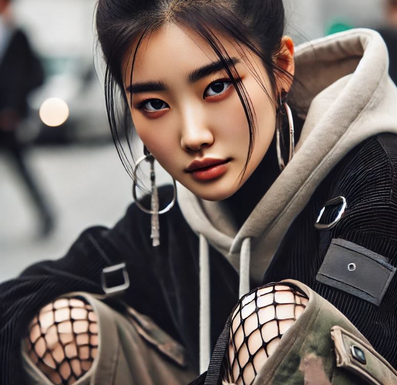 Jeune coréenne habillé en Streetwear