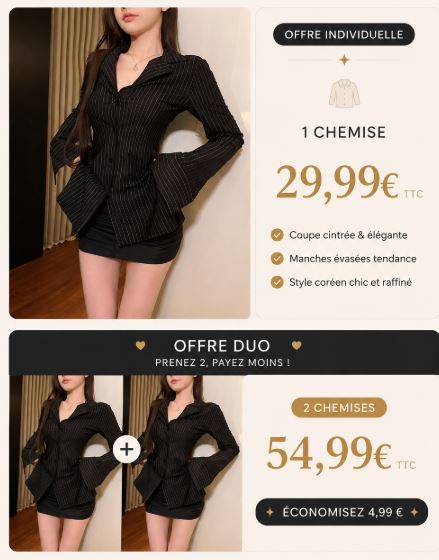 bundle offres Chemise Cintrée Office Coréenne